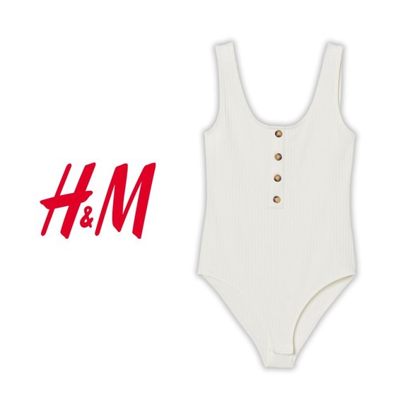(NWT) H&M - white ribbed bodysuit (large) - Picture 1 of 2